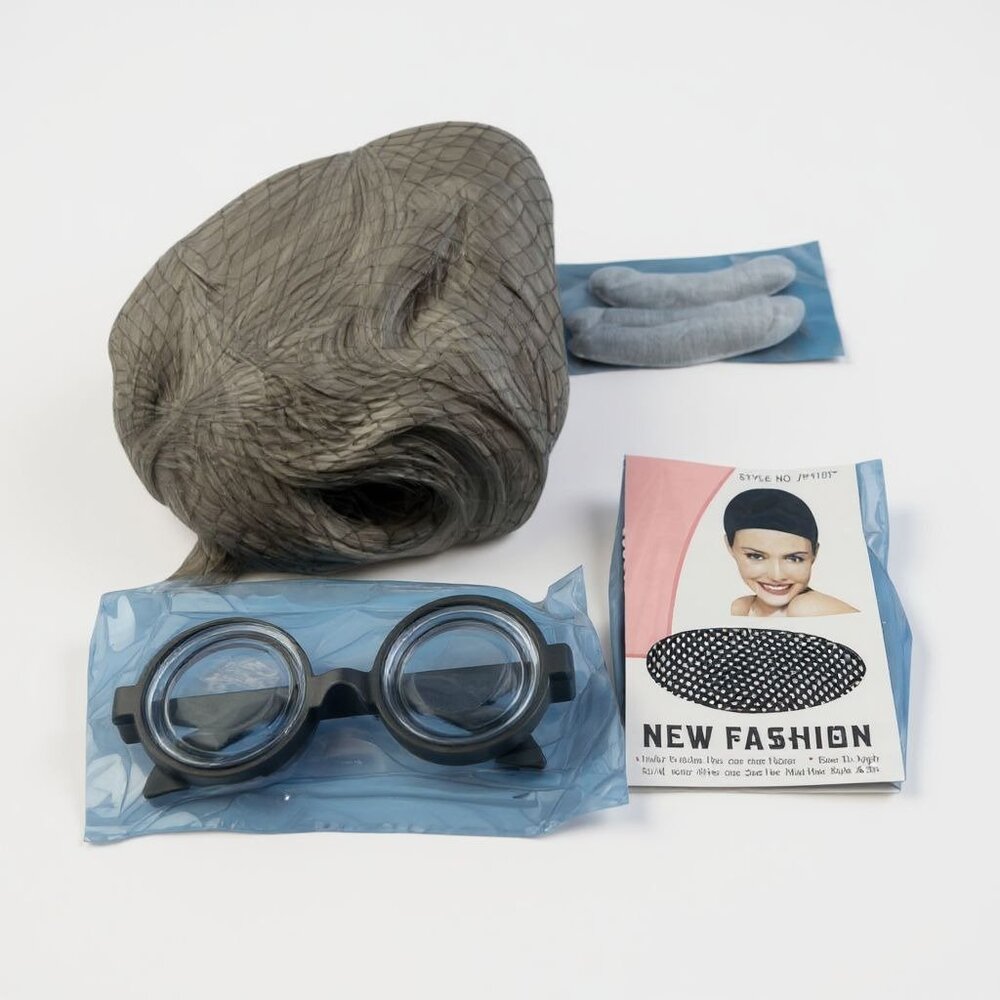 Old Man Costume Set With Wig Glasses Eyebrows & Mustache New Fashion Brand
